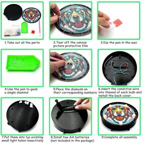 img 2 attached to 🐶 Dog Gem Diamond Painting Kit for Kids with Frame & LED Lamp - Creative Arts and Crafts Night Light for Child Ages 6-12 - Easy 5D Painting by Numbers DIY Mosaic Home Decor Set - Perfect Gift for Children