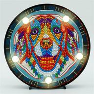 🐶 dog gem diamond painting kit for kids with frame & led lamp - creative arts and crafts night light for child ages 6-12 - easy 5d painting by numbers diy mosaic home decor set - perfect gift for children logo