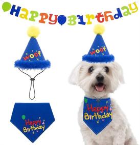 img 4 attached to Colorful Dog Birthday Party Supplies Kit: Bandana 🐶 Boy with Hat, Banner Decorations - 15pcs Puppy Party Accessories