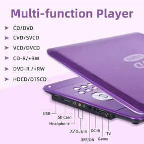 img 1 attached to 📺 Jekero 16.9'' Portable DVD Player with 14.1'' Swivel HD Screen, Rechargeable Battery, Sync TV, USB/SD Card Support, Purple