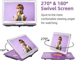 img 3 attached to 📺 Jekero 16.9'' Portable DVD Player with 14.1'' Swivel HD Screen, Rechargeable Battery, Sync TV, USB/SD Card Support, Purple