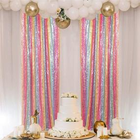 img 1 attached to Sequin Curtains 2 Panels 2FTx8FT Shower Backdrop Curtain Rainbow Glitter Backdrop Sequin Backdrop For Wedding (2FTx8FTx2PC