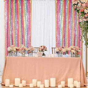 img 2 attached to Sequin Curtains 2 Panels 2FTx8FT Shower Backdrop Curtain Rainbow Glitter Backdrop Sequin Backdrop For Wedding (2FTx8FTx2PC