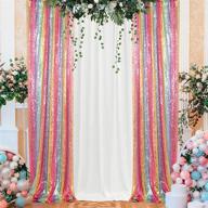 sequin curtains 2 panels 2ftx8ft shower backdrop curtain rainbow glitter backdrop sequin backdrop for wedding (2ftx8ftx2pc logo