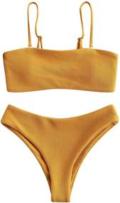 img 4 attached to 👙 ZAFUL Bandeau Swimsuits with Removable Straps for Women's Clothing in Swimsuits & Cover Ups