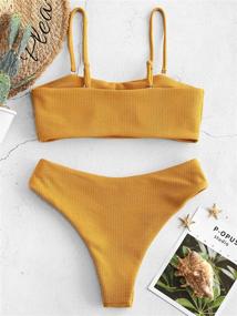 img 2 attached to 👙 ZAFUL Bandeau Swimsuits with Removable Straps for Women's Clothing in Swimsuits & Cover Ups