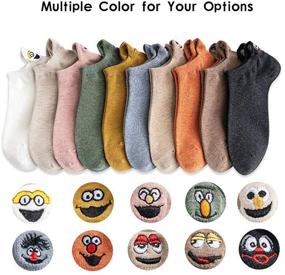 img 2 attached to 🧦 Exttlliy 10 Pairs Embroidered Cartoon Socks Casual Funny Boat Emogi Ankle Low Cut Socks - Boost Your Style Game!