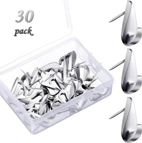 img 4 attached to 🖼️ Versatile 30-Piece Pin Hooks Set: Effortlessly Hang Pictures up to 20 lbs on Wooden and Fabric Walls - Teardrop Style Silver Push Pin Hangers for Home & Office