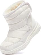 👣 hobibear toddler snow boots for boys girls kids outdoor winter shoes size 13 little kid, white boys' footwear logo