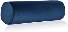 img 4 attached to 🌙 Comfortable Memory Foam Roll Pillow for Knee/Leg/Neck – Full Moon Bolster/Round Cylinder Shape for Side or Back Sleeping – Removable Cooling Cover Included – 18" Length x 6" Diameter – Navy Blue