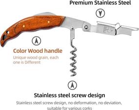 img 3 attached to 🍷 Professional Color Wood Wine Key: All-in-One Corkscrew Bottle Opener for Sommeliers, Waiters, and Bartenders