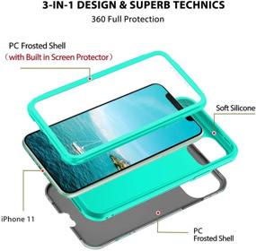 img 3 attached to 📱 Hekodonk iPhone 11 Case: Full Body Protective Heavy Duty Cover with Built-in Screen Protector - Marble Mint Design