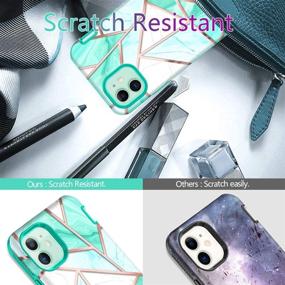 img 1 attached to 📱 Hekodonk iPhone 11 Case: Full Body Protective Heavy Duty Cover with Built-in Screen Protector - Marble Mint Design