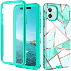 img 4 attached to 📱 Hekodonk iPhone 11 Case: Full Body Protective Heavy Duty Cover with Built-in Screen Protector - Marble Mint Design