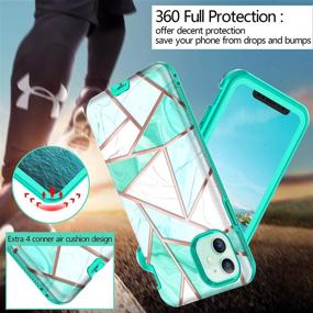 img 2 attached to 📱 Hekodonk iPhone 11 Case: Full Body Protective Heavy Duty Cover with Built-in Screen Protector - Marble Mint Design