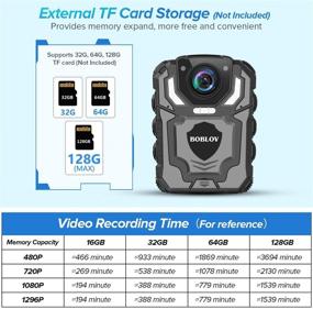 img 3 attached to BOBLOV T5 128GB/64GB 1296P Body Camera: Wearable Police Body Cam with Audio Recording, Night Vision, and File Protection (128GB)