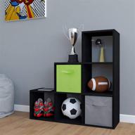 letmobel stair-step 6 cube organizer - book shelf & storage solution for bedroom, living room, office - diy cubical organizer - black home office cube shelf logo