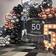 🎈 black silver balloon arch garland kit with rose gold accents | double stuffed latex balloons for birthday, baby shower, wedding, engagement | perfect photo booth backdrop логотип