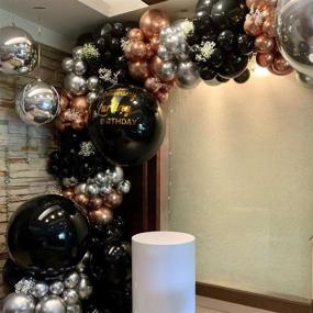 img 2 attached to 🎈 Black Silver Balloon Arch Garland Kit with Rose Gold Accents | Double Stuffed Latex Balloons for Birthday, Baby Shower, Wedding, Engagement | Perfect Photo Booth Backdrop