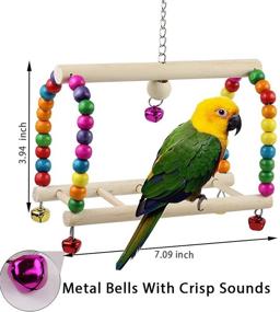 img 2 attached to Colorful Wooden Beads and Bells Parrot Swing Toy for Small Parakeets, Cockatiels, Conures, Macaws and More