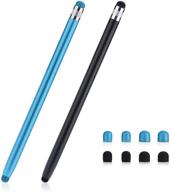 🖊️ 2-pack stylus pens for touch screens - dual tip sensitivity capacitive stylus for ipad, iphone, samsung galaxy, tablets, and universal touch screen devices - black/blue logo