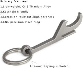 img 2 attached to 🔑 FEGVE Titanium Keychain Bottle Opener with Titanium Key Rings - Compact, Versatile & Durable (Grey) - Can Opener/Bar Key