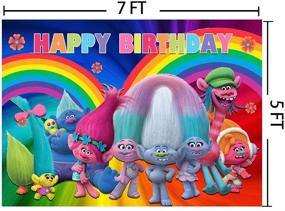 img 1 attached to 🌈 Vibrant Rainbow Trolls Poppy Photography Backdrop: Perfect for Girls' Happy Birthday Party, Cake Table Decoration, and Photo Booth Studio Props