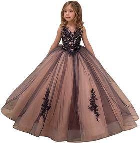 img 1 attached to 🌸 Girls' Clothing: Flower Applique Pageant Dresses - Picture-Perfect Dresses