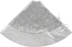 img 1 attached to Houwsbaby Silver Sequin Christmas Tree Skirt - Luxury Scale, Glitter Satin Border, Sparkle Paillette Decor - Double Layers Xmas Mat Ornament, Holiday Party Supply with Tie Closure - 32'' (02)