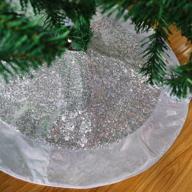 houwsbaby silver sequin christmas tree skirt - luxury scale, glitter satin border, sparkle paillette decor - double layers xmas mat ornament, holiday party supply with tie closure - 32'' (02) logo