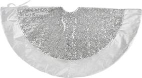 img 2 attached to Houwsbaby Silver Sequin Christmas Tree Skirt - Luxury Scale, Glitter Satin Border, Sparkle Paillette Decor - Double Layers Xmas Mat Ornament, Holiday Party Supply with Tie Closure - 32'' (02)