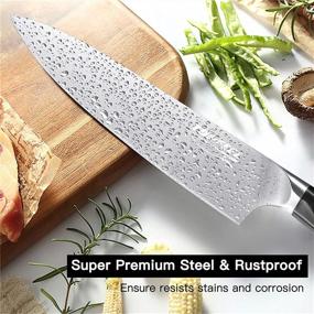 img 2 attached to 🔪 Top-Quality Professional Chef Knife Set: German High Carbon Stainless Steel Kitchen Knives - Includes 8" Chefs Knife, 7" Santoku Knife, and 5" Utility Knife - Perfect Knives Set for Kitchen with Gift Box