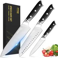 🔪 top-quality professional chef knife set: german high carbon stainless steel kitchen knives - includes 8" chefs knife, 7" santoku knife, and 5" utility knife - perfect knives set for kitchen with gift box logo