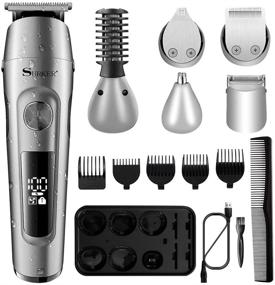 img 4 attached to 🧔 Cordless SURKER Beard Trimmer & Body Grooming Kit - 6 in 1 Hair Clipper for Men, Shaver, Nose Hair Trimmer - USB Rechargeable & Washable