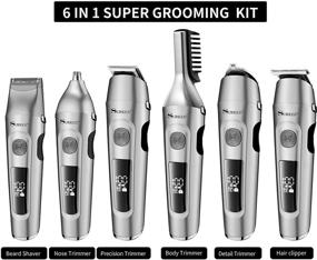 img 3 attached to 🧔 Cordless SURKER Beard Trimmer & Body Grooming Kit - 6 in 1 Hair Clipper for Men, Shaver, Nose Hair Trimmer - USB Rechargeable & Washable