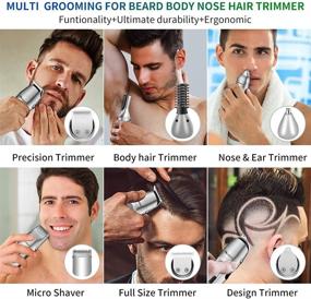 img 2 attached to 🧔 Cordless SURKER Beard Trimmer & Body Grooming Kit - 6 in 1 Hair Clipper for Men, Shaver, Nose Hair Trimmer - USB Rechargeable & Washable