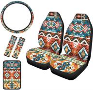 horeset aztec tribal culture style car seat covers full set 6 pcs includes 15&#34 logo