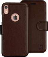 📱 lupa iphone xr wallet case: durable, slim & lightweight - classic design with strong magnetic closure, faux leather in chocolate brown - apple xr compatible logo