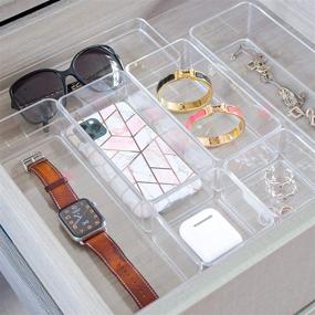 img 2 attached to 🗂️ STYLIO Stackable Clear Acrylic Drawer Organizers: Versatile Bathroom, Makeup & Desk Organizer Set with 8 Pieces for Easy Organization and Storage