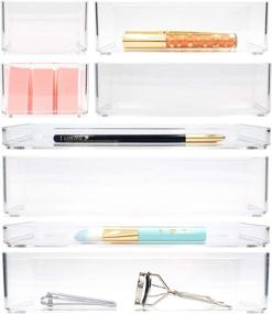 img 4 attached to 🗂️ STYLIO Stackable Clear Acrylic Drawer Organizers: Versatile Bathroom, Makeup & Desk Organizer Set with 8 Pieces for Easy Organization and Storage