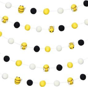 img 4 attached to 🐝 Bee Felt Ball Garlands with Pom Poms - Decorative Hanging Banner for Baby Shower, Party, and Home Decoration (Set of 2)