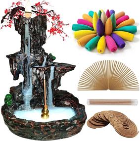 img 4 attached to 🌊 Jutoe Incense Backflow Burner Set: Waterfall Incense Holder with Aromatherapy Ornament, Includes 150 Incense Cones, 50 Coils, 30 Incense Sticks, Mat & Tweezer for Home Yoga