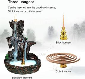 img 2 attached to 🌊 Jutoe Incense Backflow Burner Set: Waterfall Incense Holder with Aromatherapy Ornament, Includes 150 Incense Cones, 50 Coils, 30 Incense Sticks, Mat & Tweezer for Home Yoga