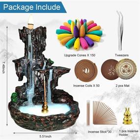 img 3 attached to 🌊 Jutoe Incense Backflow Burner Set: Waterfall Incense Holder with Aromatherapy Ornament, Includes 150 Incense Cones, 50 Coils, 30 Incense Sticks, Mat & Tweezer for Home Yoga