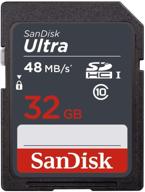 sandisk 32gb sd class 10 sdhc flash memory card, 48mb/s transfer speed - fba_118882 logo