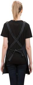 img 2 attached to 🔥 Black Denim Cross-Back Chef Bib Apron with Pockets for Men and Women - Enhancing SEO