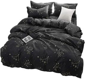 img 4 attached to 🌌 Mystical Zodiac Bedding Set - Galaxy Starry Sky Theme, Luxury Soft Constellation Pattern Comforter Set 3Pcs, Kids Quilt Cover (1 Quilt Cover + 2 Pillowcases, Twin Size)