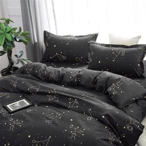 img 3 attached to 🌌 Mystical Zodiac Bedding Set - Galaxy Starry Sky Theme, Luxury Soft Constellation Pattern Comforter Set 3Pcs, Kids Quilt Cover (1 Quilt Cover + 2 Pillowcases, Twin Size)