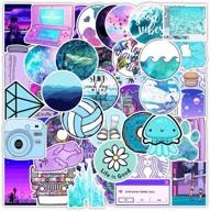 premium waterproof vinyl stickers pack - trendy blue & purple aesthetic for boys, girls, teens, adults - 100 pcs - laptop, computer, phone, luggage, waterbottle, hydroflasks, cup, bike - decorative stickers with vsco theme logo