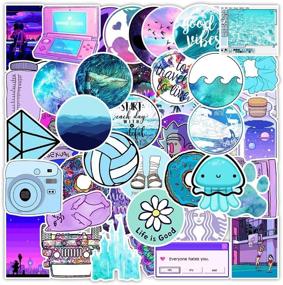 img 4 attached to Premium Waterproof Vinyl Stickers Pack - Trendy Blue & Purple Aesthetic for Boys, Girls, Teens, Adults - 100 Pcs - Laptop, Computer, Phone, Luggage, Waterbottle, Hydroflasks, Cup, Bike - Decorative Stickers with Vsco Theme